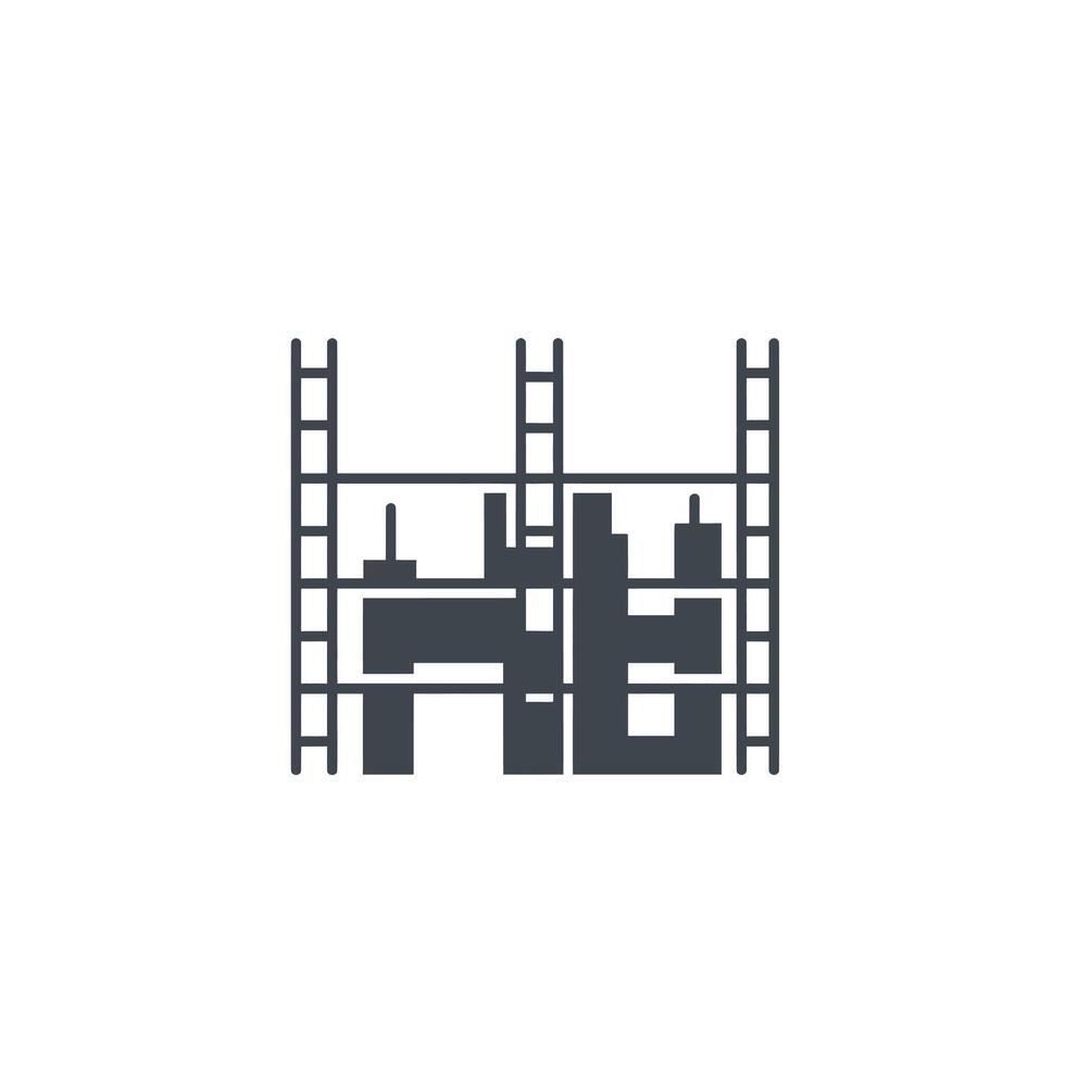 A building with a ladder and ladder on it vector
