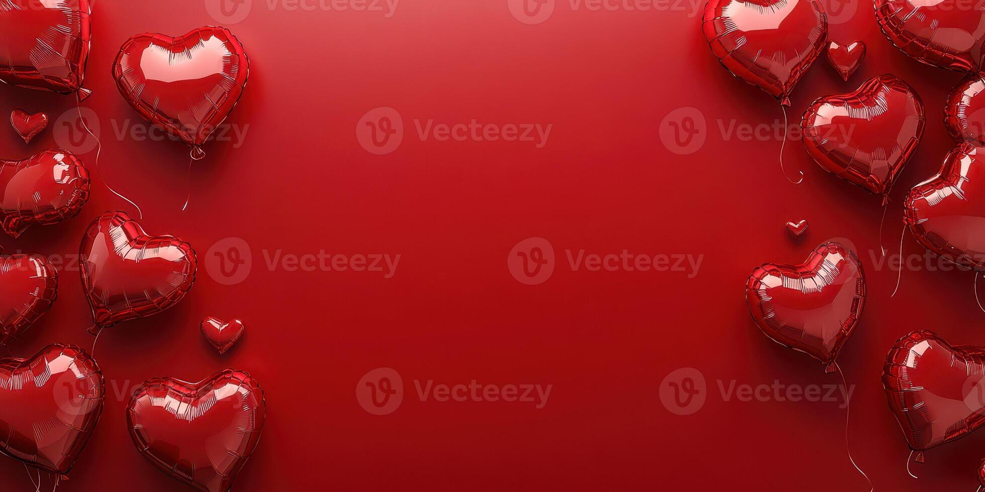 Heart-shaped red balloons decorate a vibrant background for celebrations and romantic occasions photo