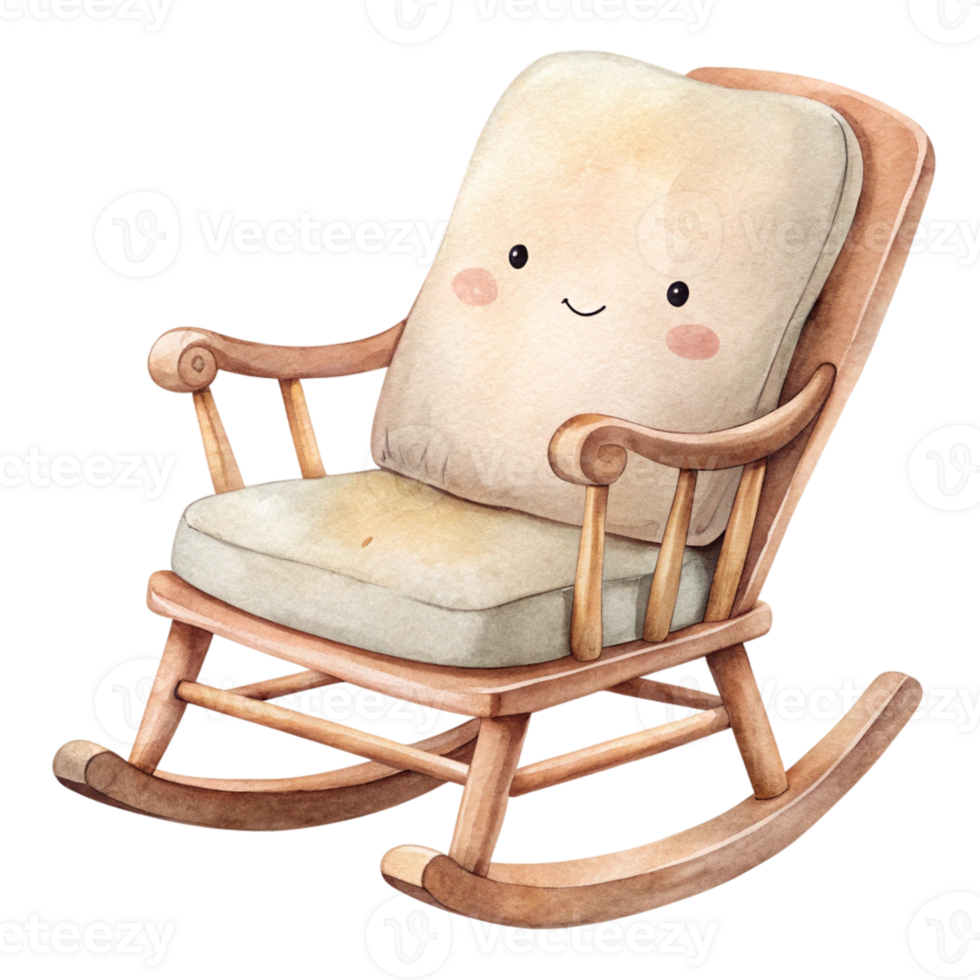 A rocking chair with a pillow on it png