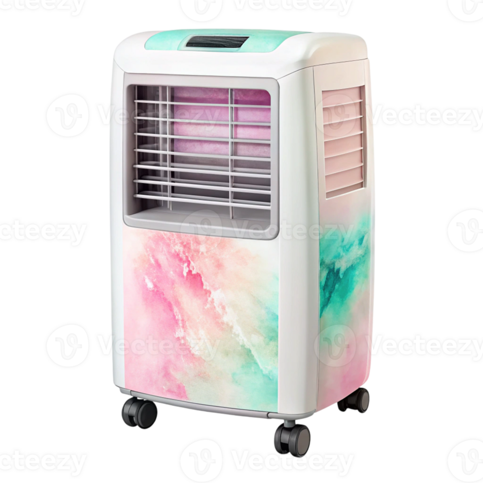 A portable air conditioner with watercolor design png