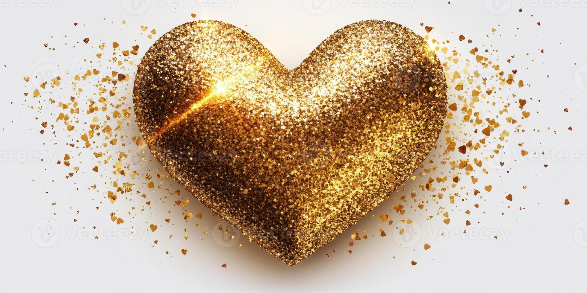 Golden glittering heart shaped design ideal for celebratory occasions and festive decorations photo