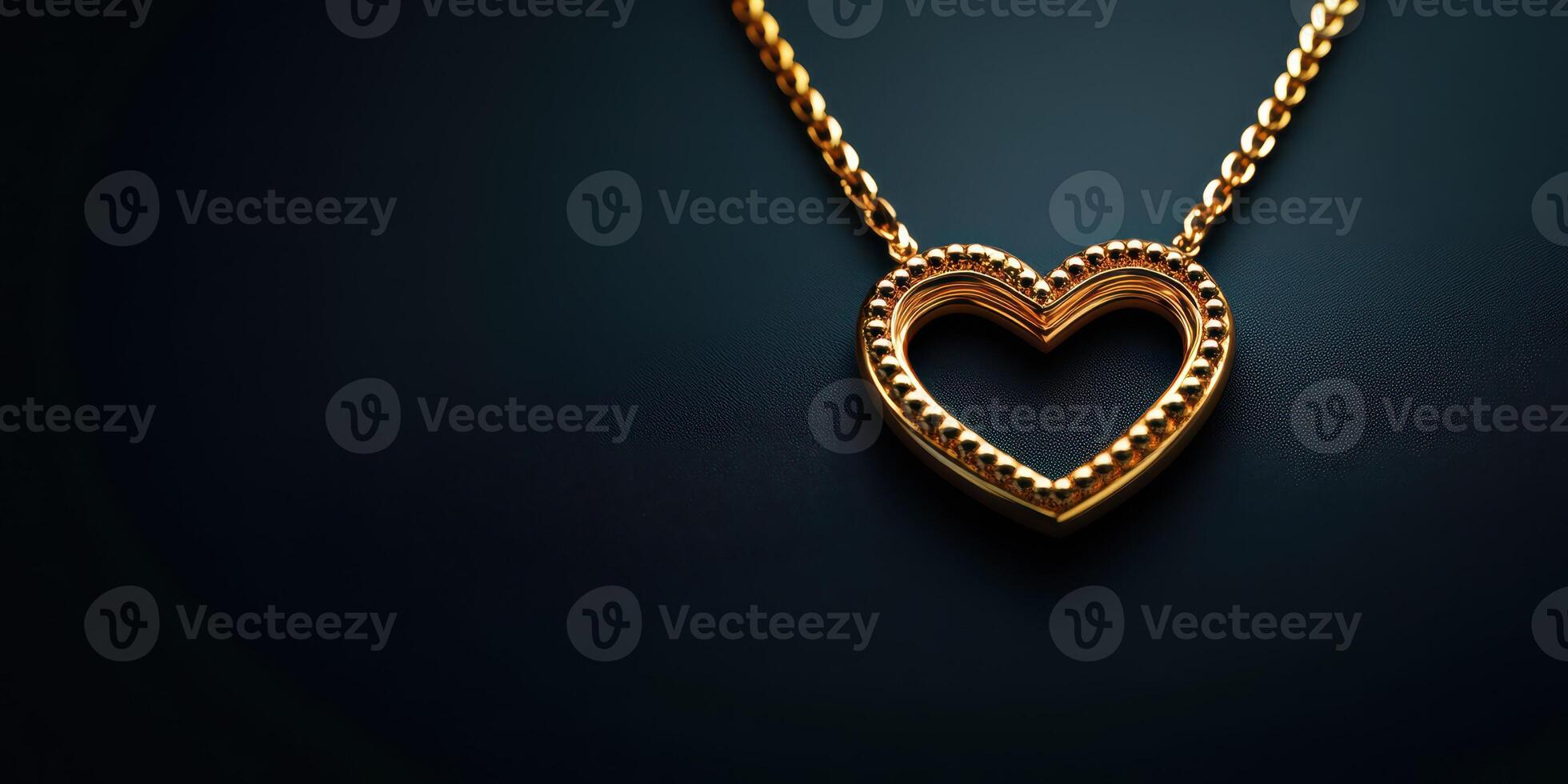 Gold heart necklace displayed on a dark background showcasing intricate design and craftsmanship photo