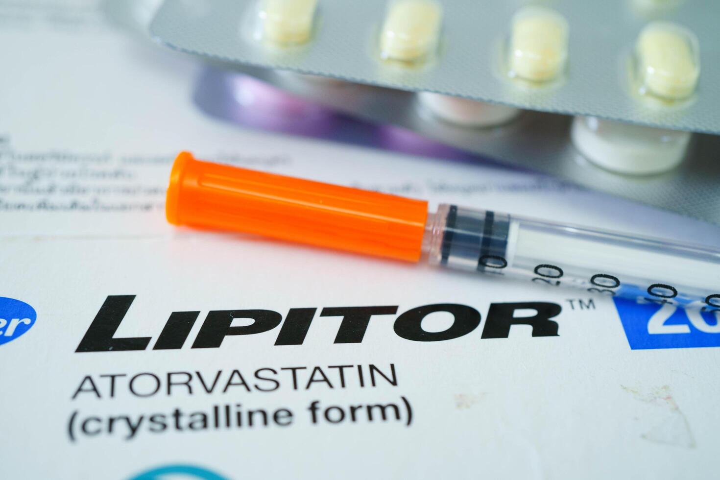 Bangkok, Thailand January 1, 2025 Lipitor lowering blood level of cholesterol and fats to reduce the risk of heart attack photo
