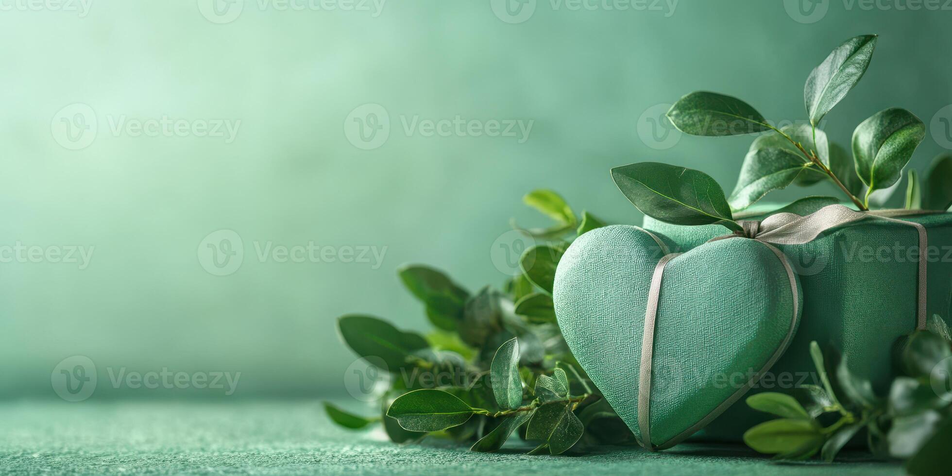 Greens and gifts create a serene atmosphere for thoughtful occasions and celebrations with a touch of nature-inspired elegance photo