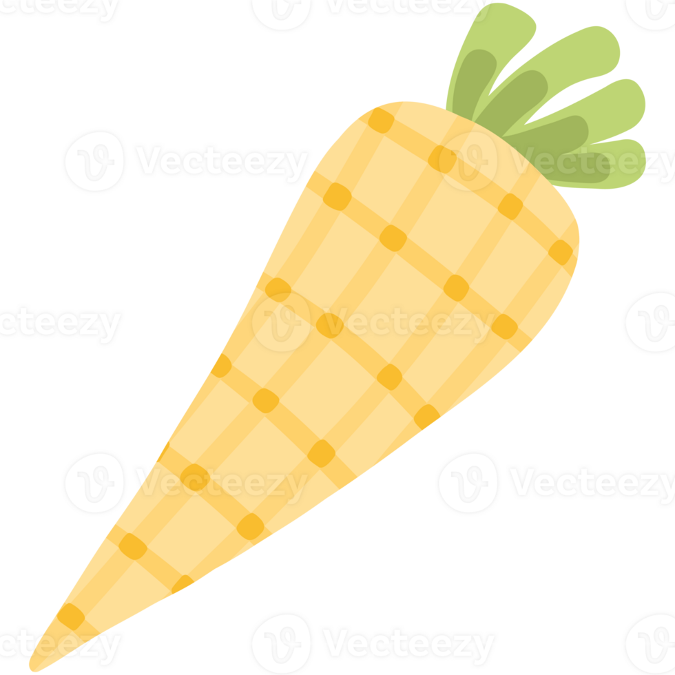 Yellow gingham carrot Easter Day decoration png