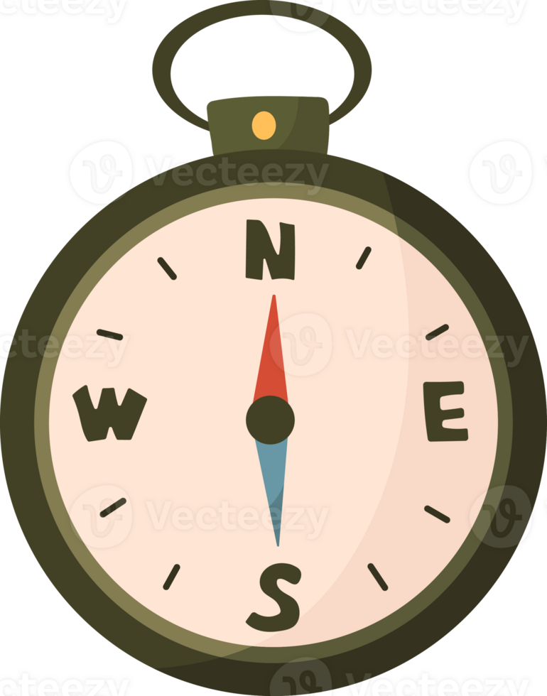 compass for hiking, hiking and camping illustration. png