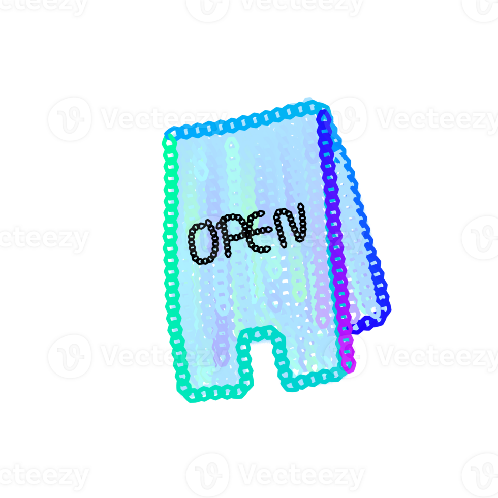 This open sign is carefully painted with watercolors, giving it a beautiful and vibrant color png