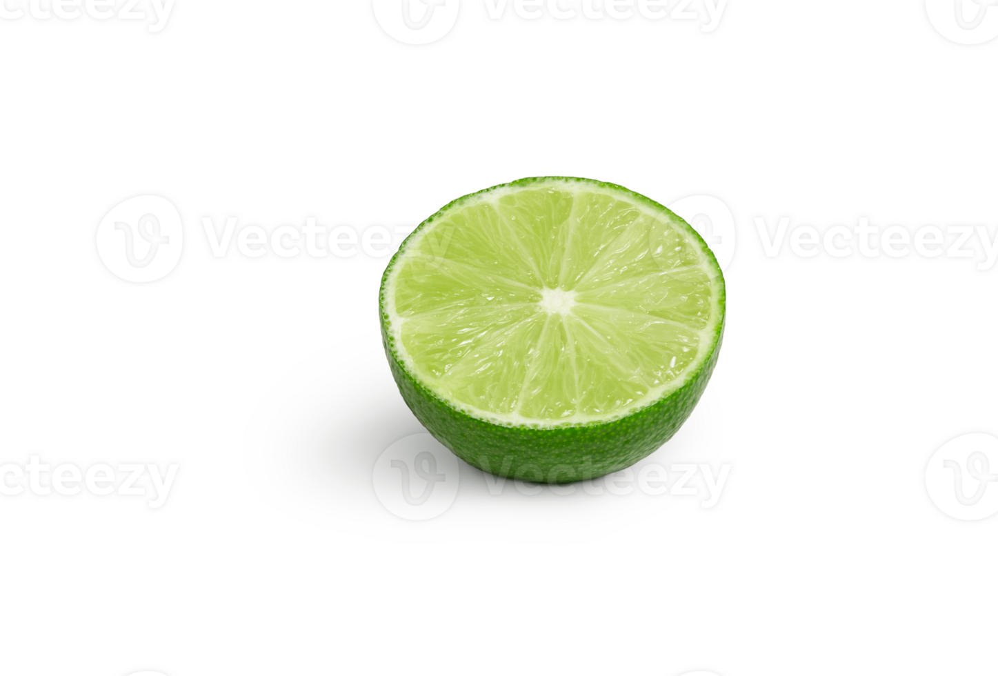 Fresh lime slice isolated with shadow png