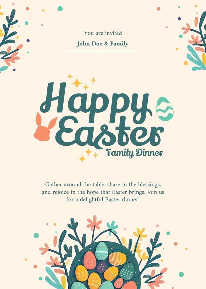Easter Family Dinner Invitation Card template