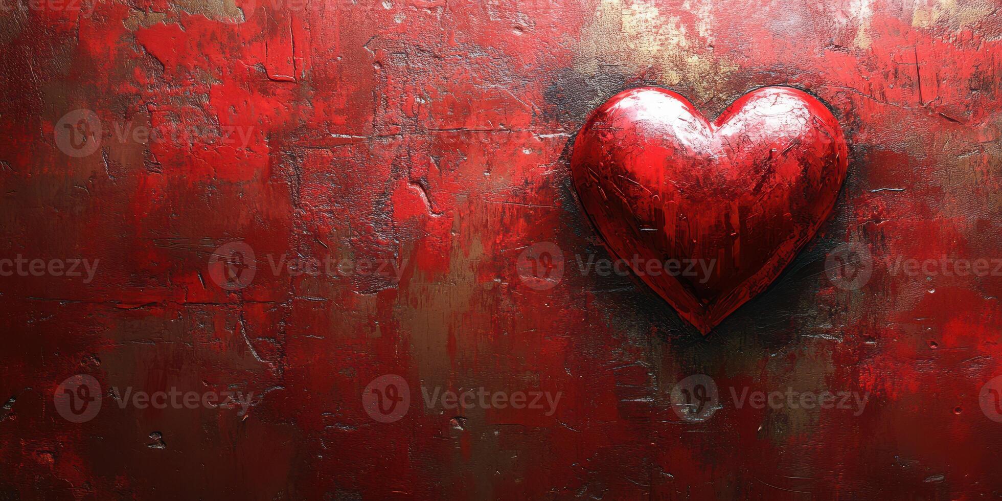 Abstract red heart art on textured background conveys emotions and feelings of love and passion photo