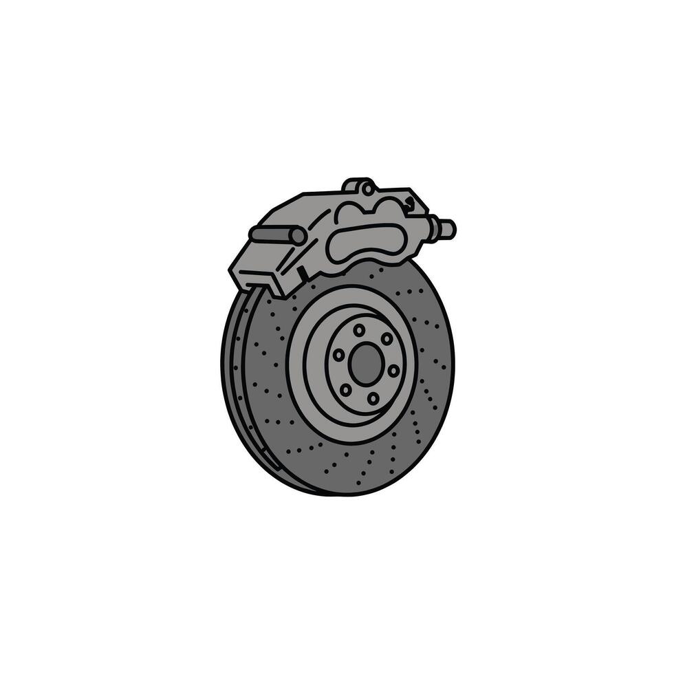 A black and white drawing of a brake disc vector