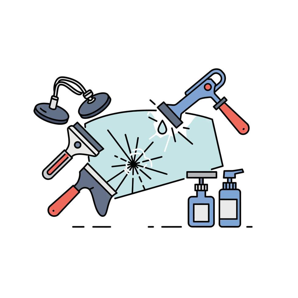 A set of tools and cleaning supplies on a white background vector
