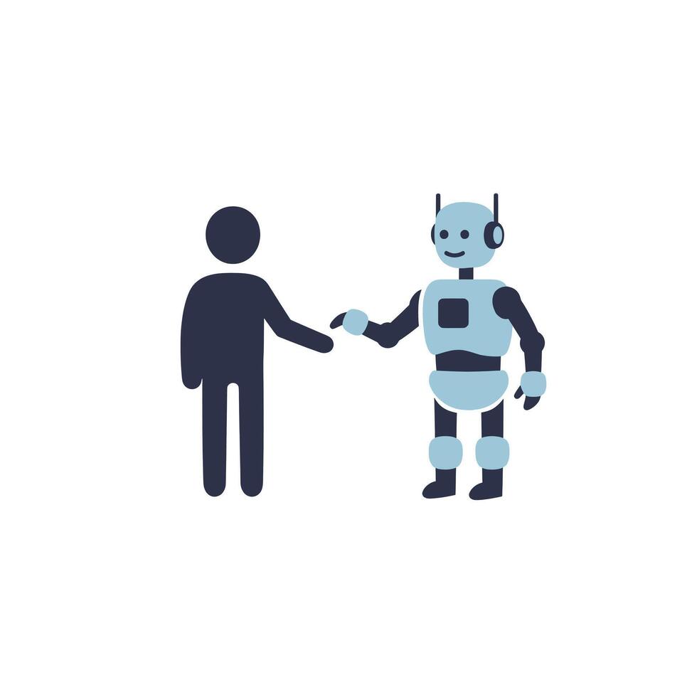 A robot shaking hands with a person vector