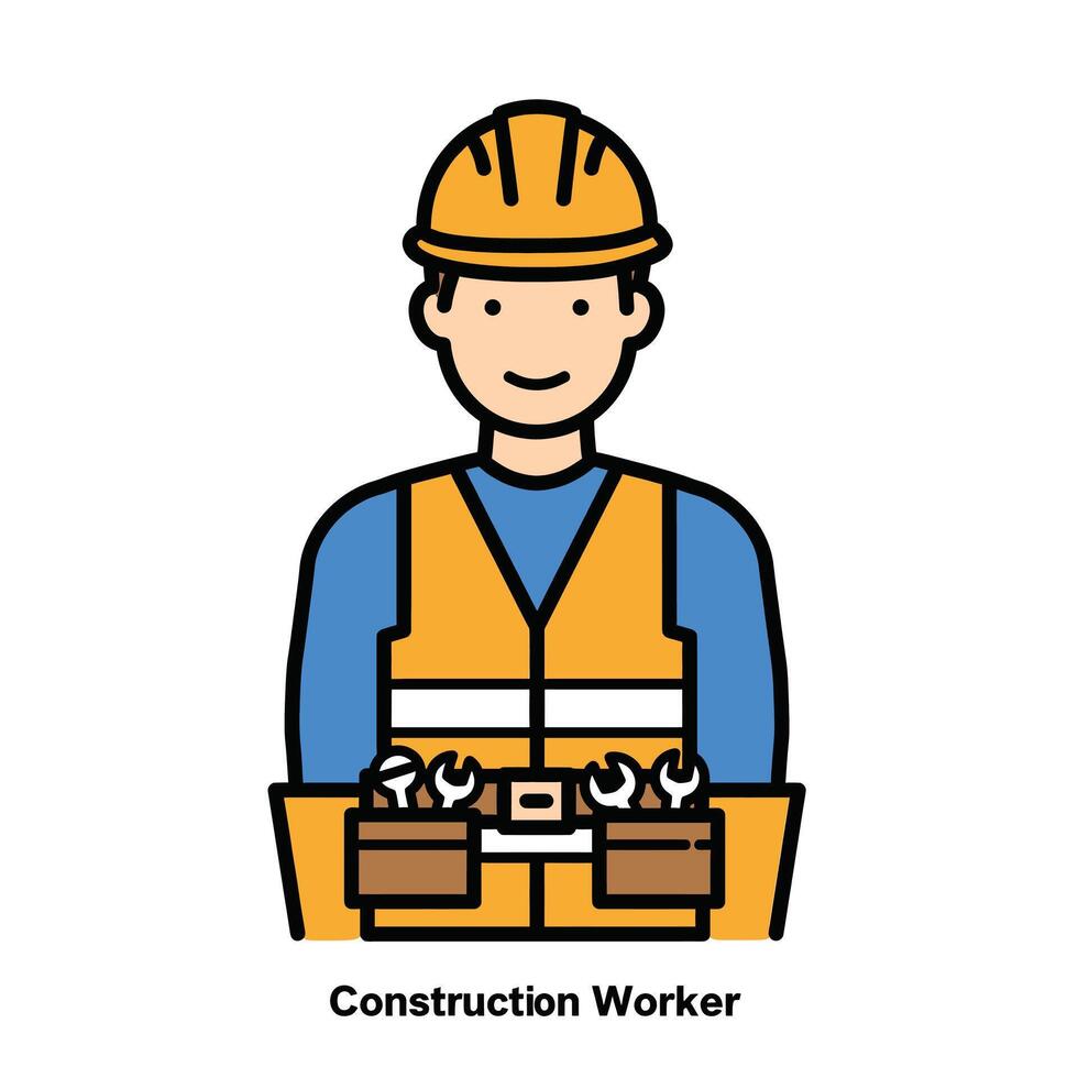 Construction worker with tools and helmet illustration vector