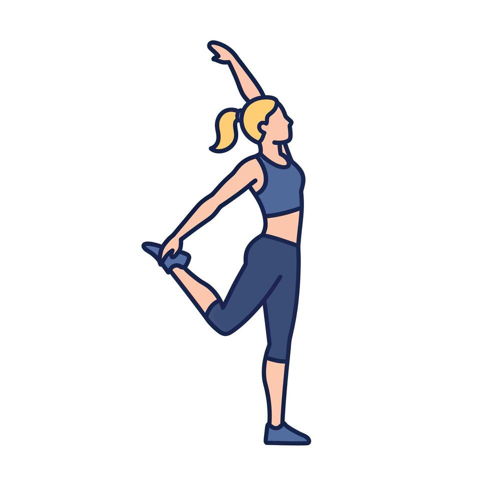 A woman is doing a stretching exercise vector