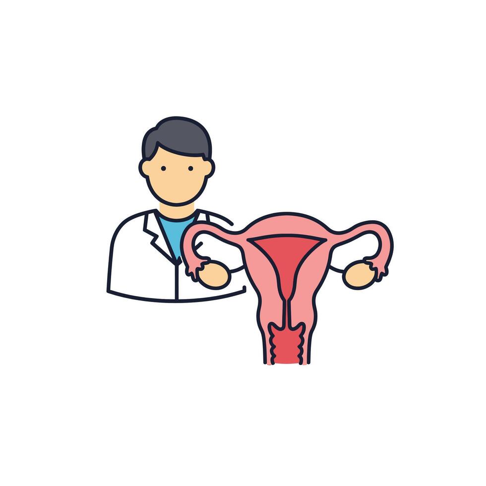 A doctor is holding a woman's uterus vector