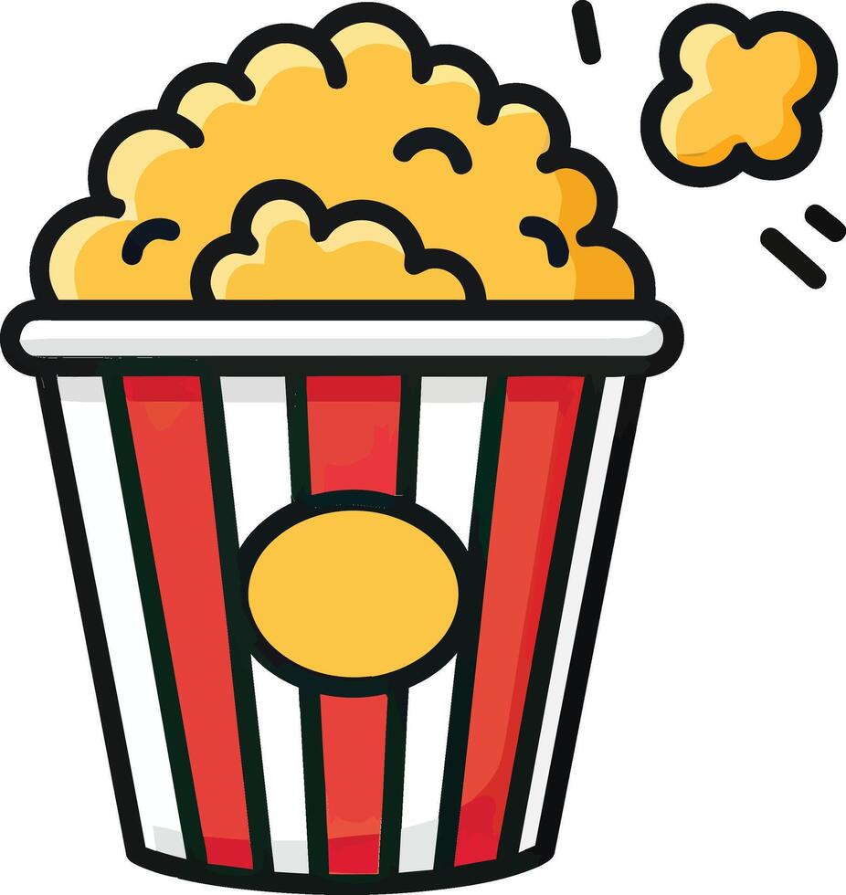 A popcorn bucket with popcorn and a star on it. vector