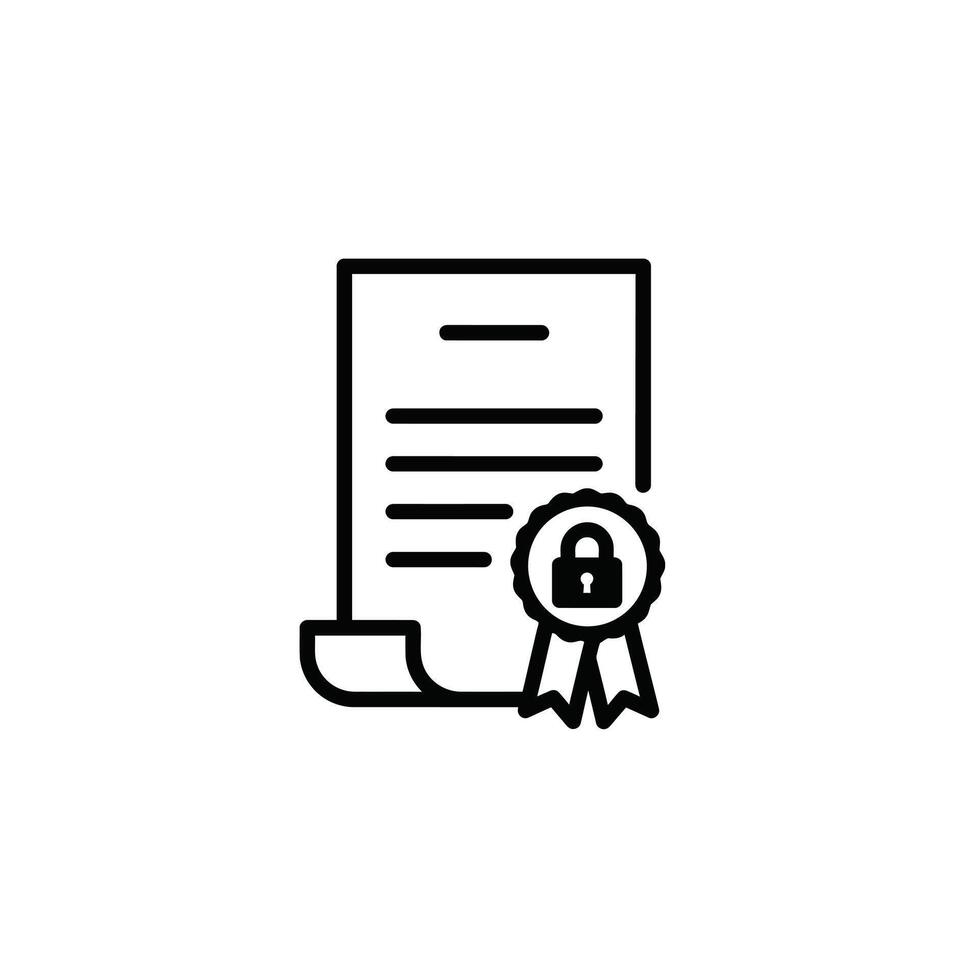 A document with a seal and a lock icon vector