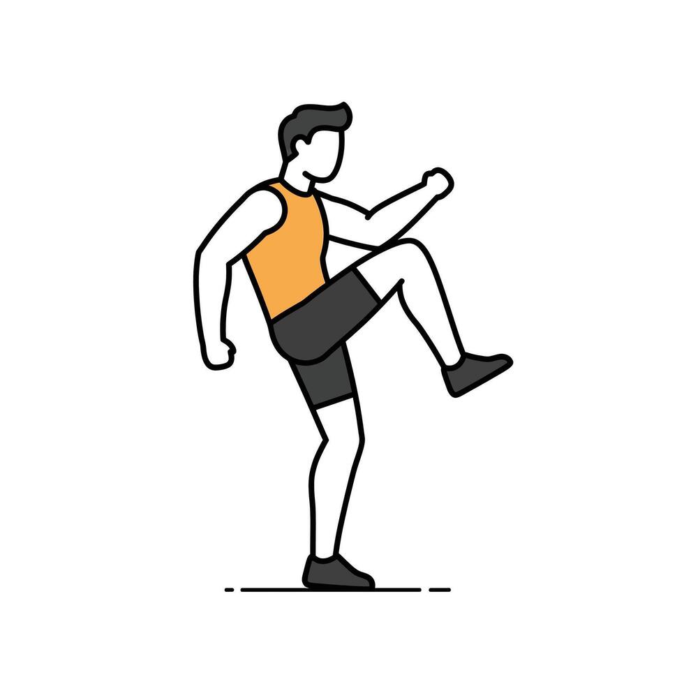 A Male is Doing High Knees workout vector
