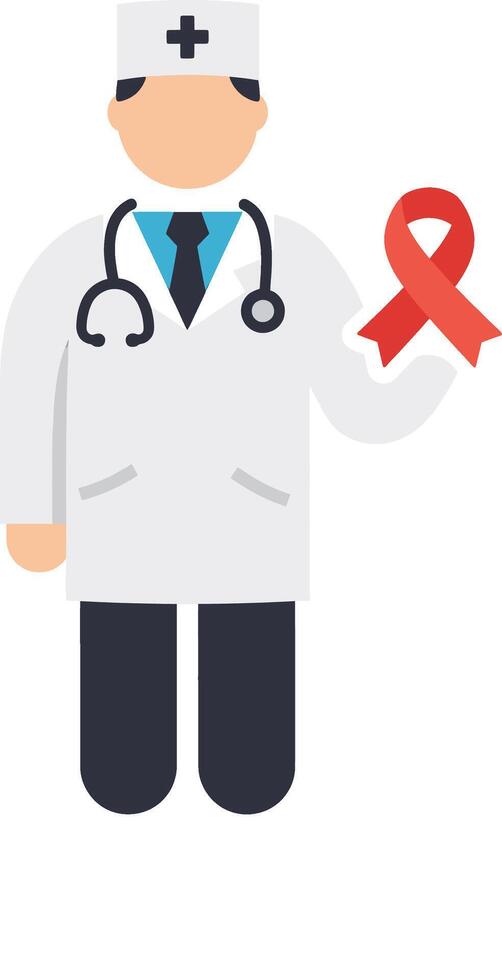 A doctor holding a red ribbon vector