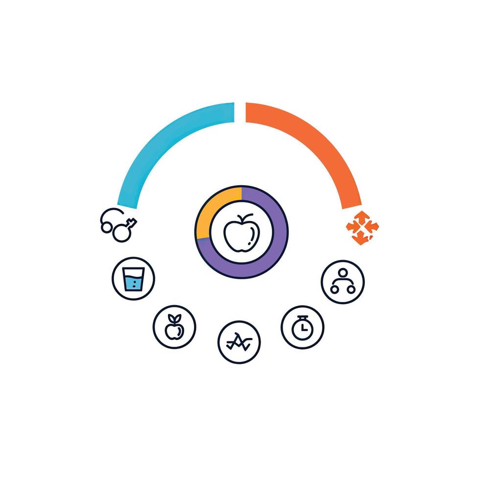 A circle with icons representing different types of food vector