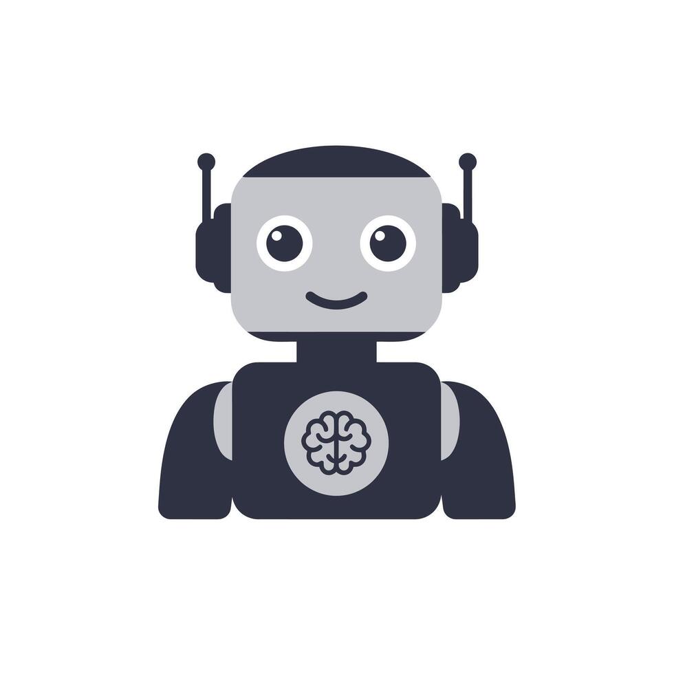 A robot with a brain on its head vector