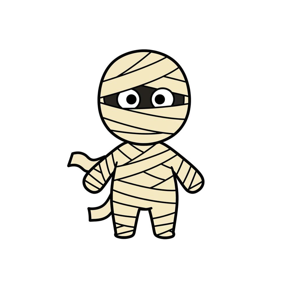 A cartoon mummy with a bandage on its face vector