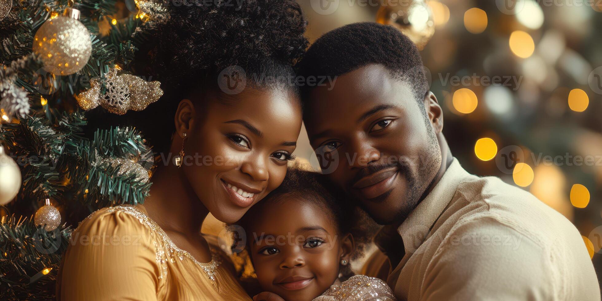 Family joy captured during festive season with warm smiles and holiday cheer in soft evening light photo