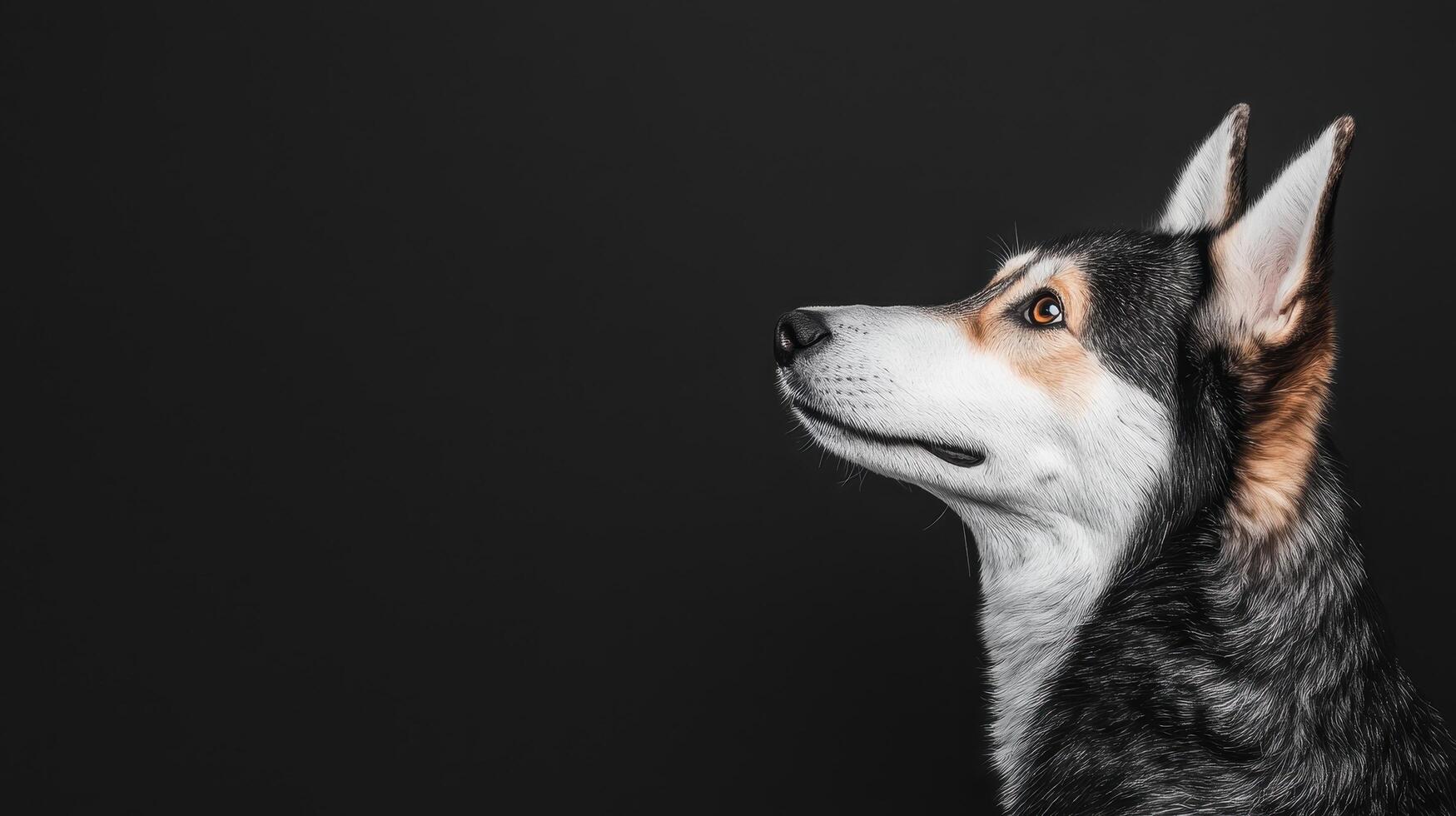 Profile view of a standard dog portrait in studio black background animal photography focused expression photo