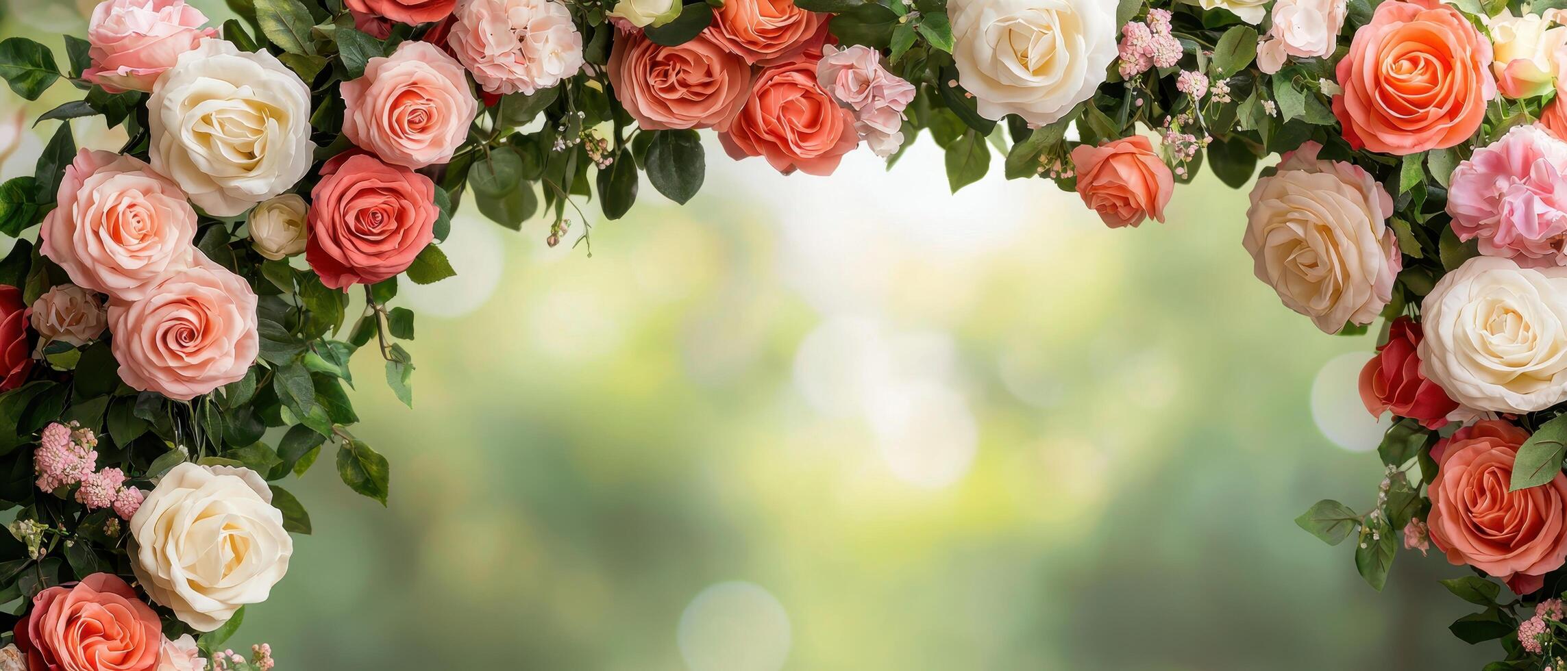 Floral archway decoration for weddings outdoor garden photography romantic close-up elegant design photo