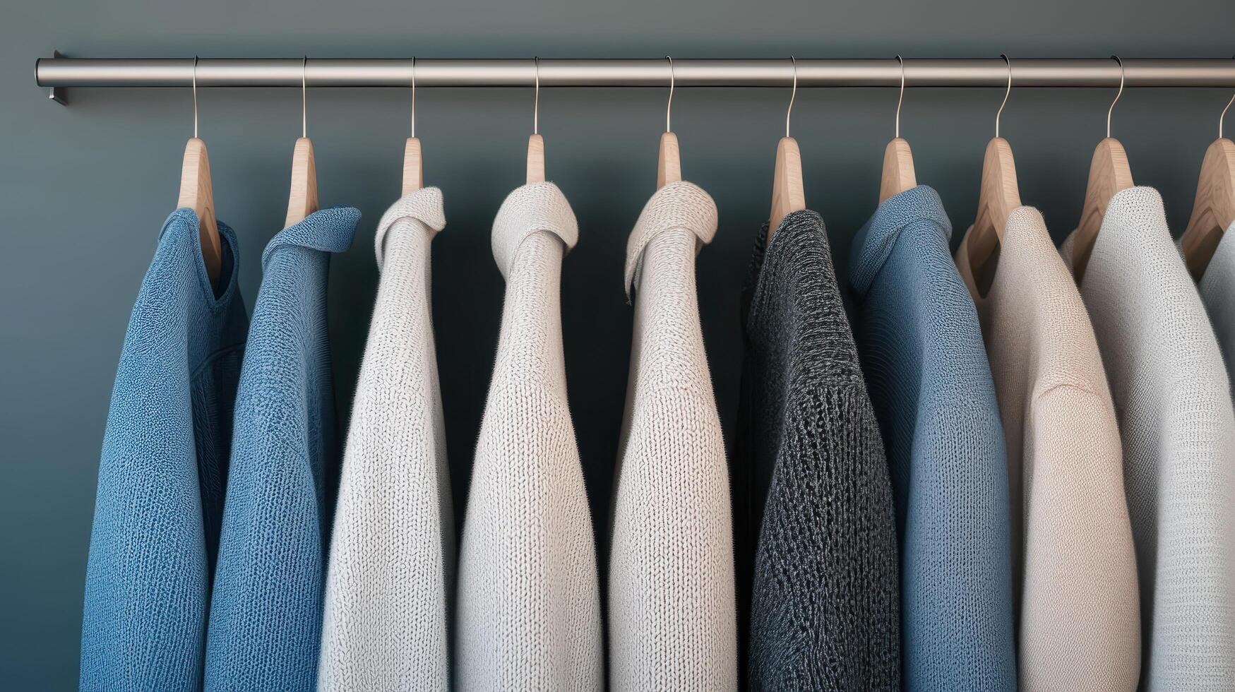 Stylish wardrobe essentials modern home clothing display minimalist setting eye-level view fashion concept photo