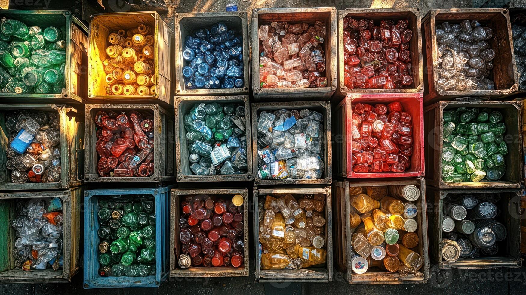 A large number of plastic bottles and cans photo