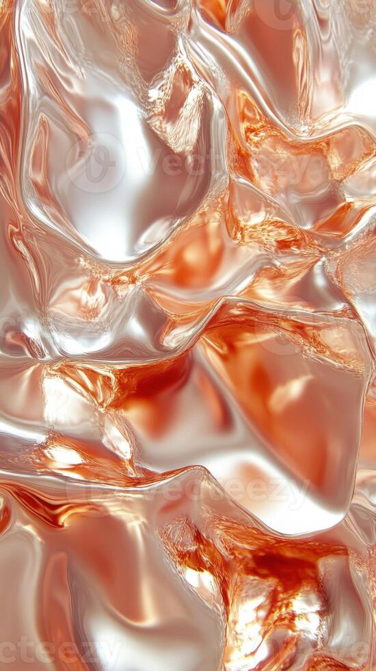 Metallic liquid surface swirling in pink and silver texture, Rose gold generating abstract wave pattern for creative design backgrounds photo