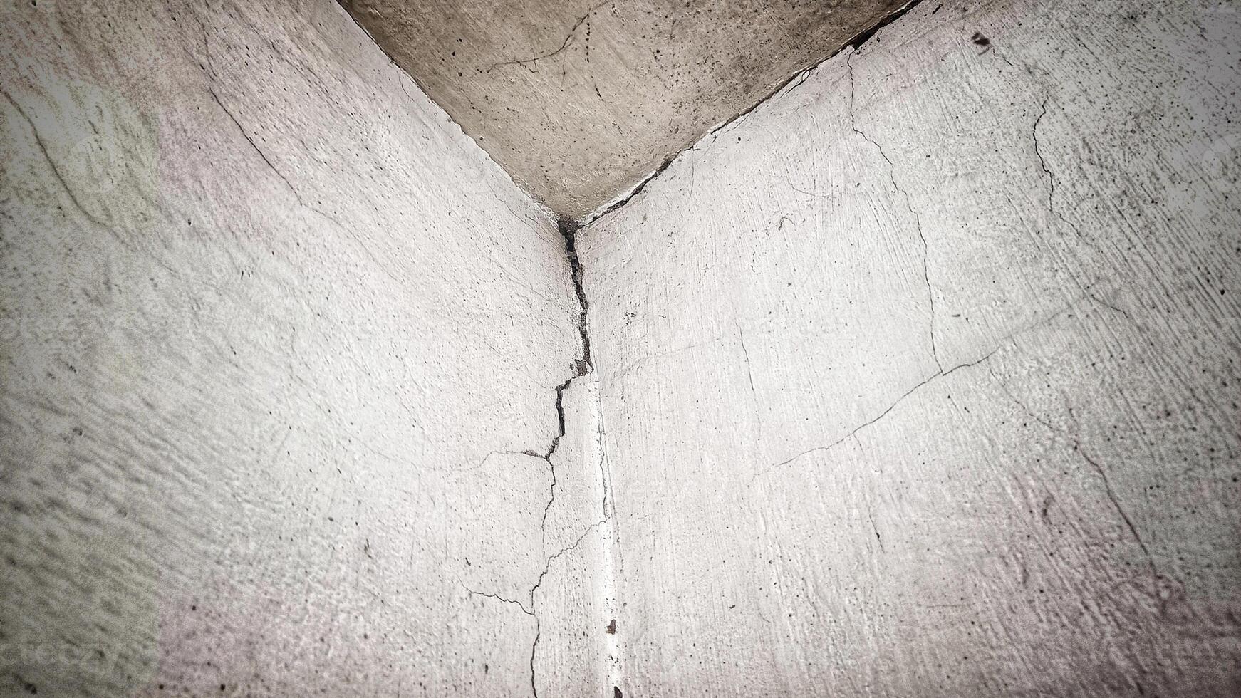 corner wall with grunge textured and crack effect photo