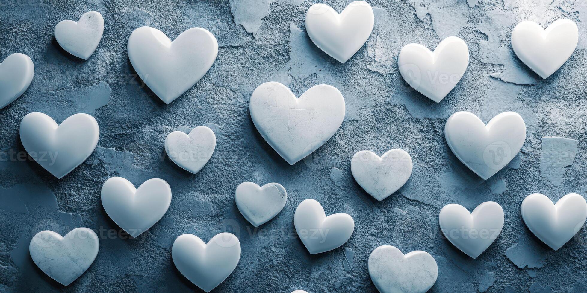 Decorative hearts on textured wall create a whimsical atmosphere for romantic settings and events photo