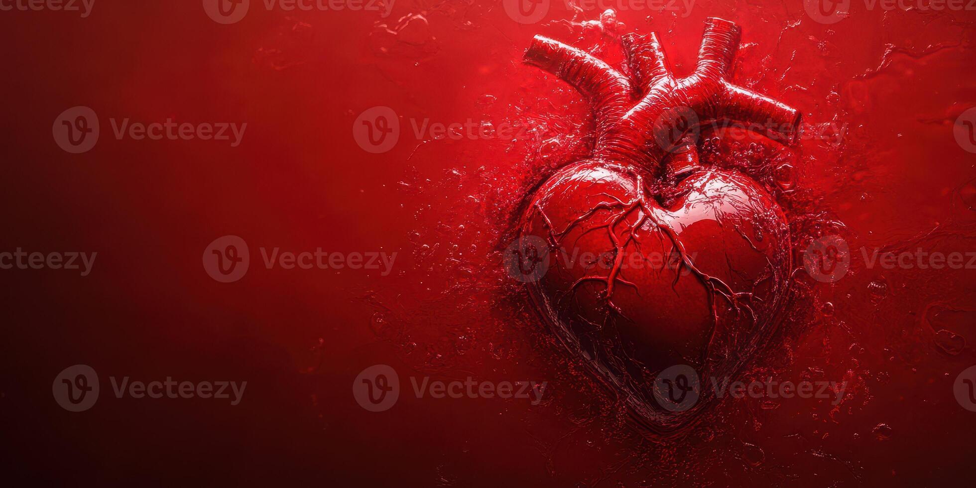 Red heart design with intricate details symbolizing passion and emotion in a vibrant background photo