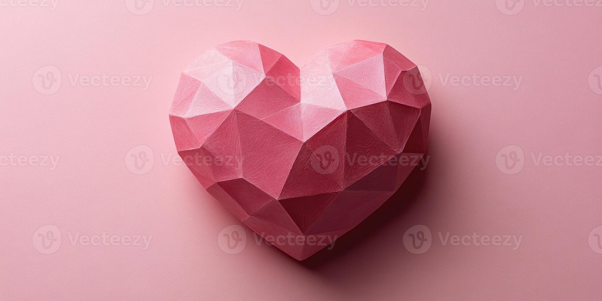 Heart-shaped geometric sculpture made of pink material on a smooth background showcasing artistic design and contemporary style photo