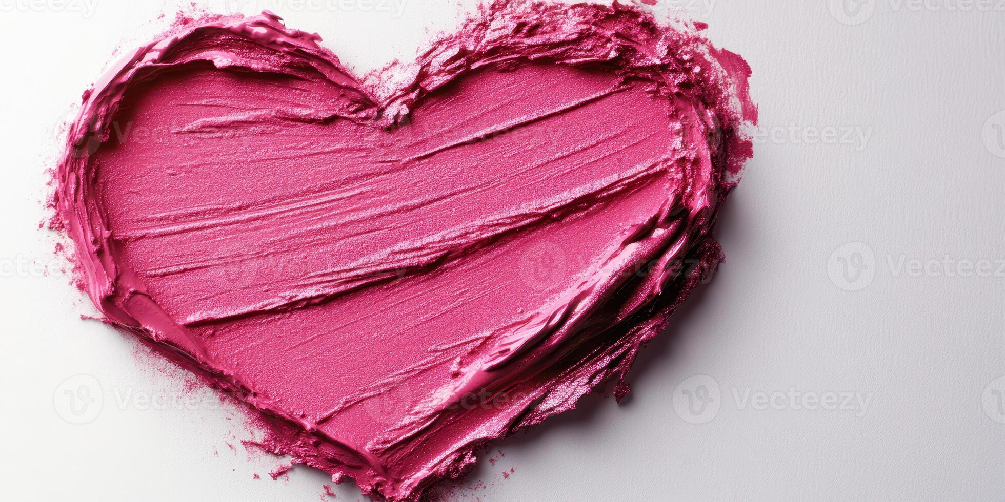 Bright pink heart shape made from creamy substance on white background, showcasing love and creativity during an artistic project photo