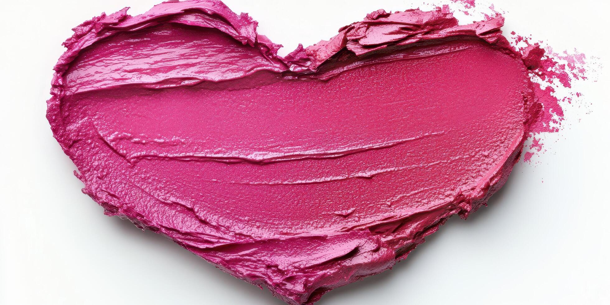 Creative heart design using vibrant pink paint on a white surface for artistic expression and decoration photo