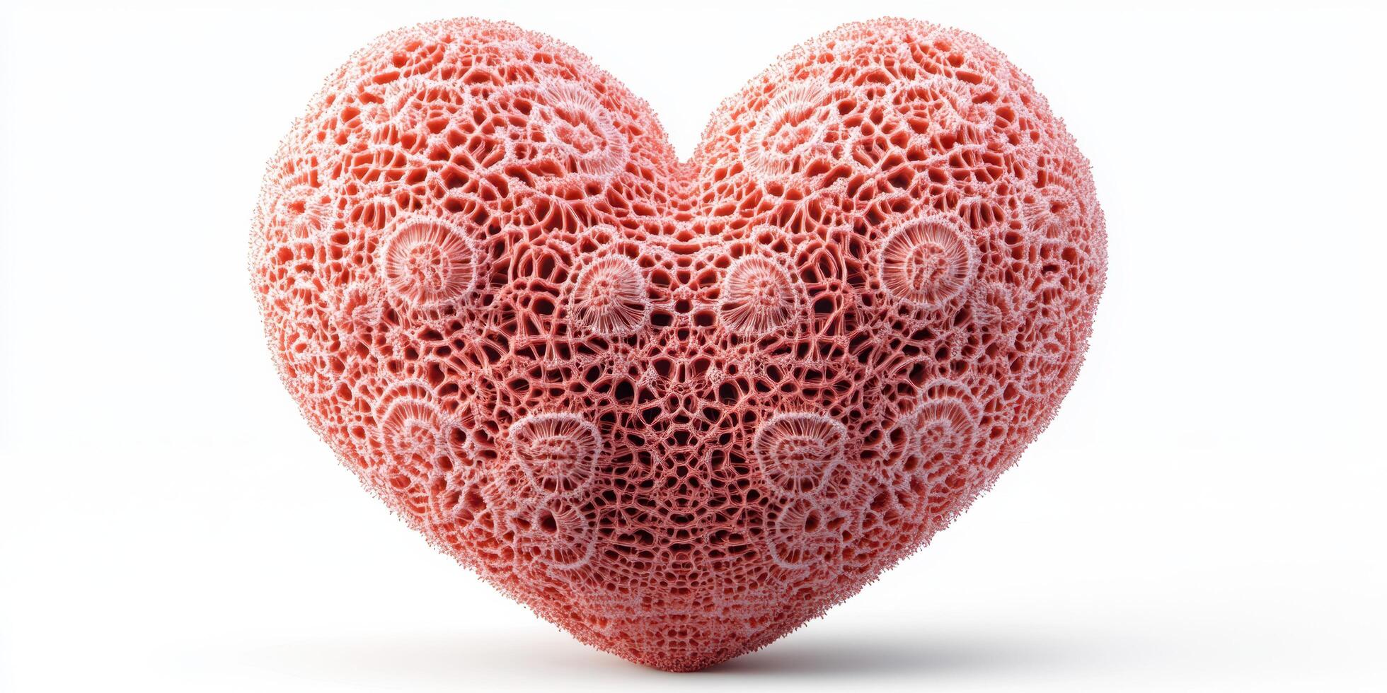 Intricate pink heart design showcasing detailed lace patterns and textures for decorative purposes photo