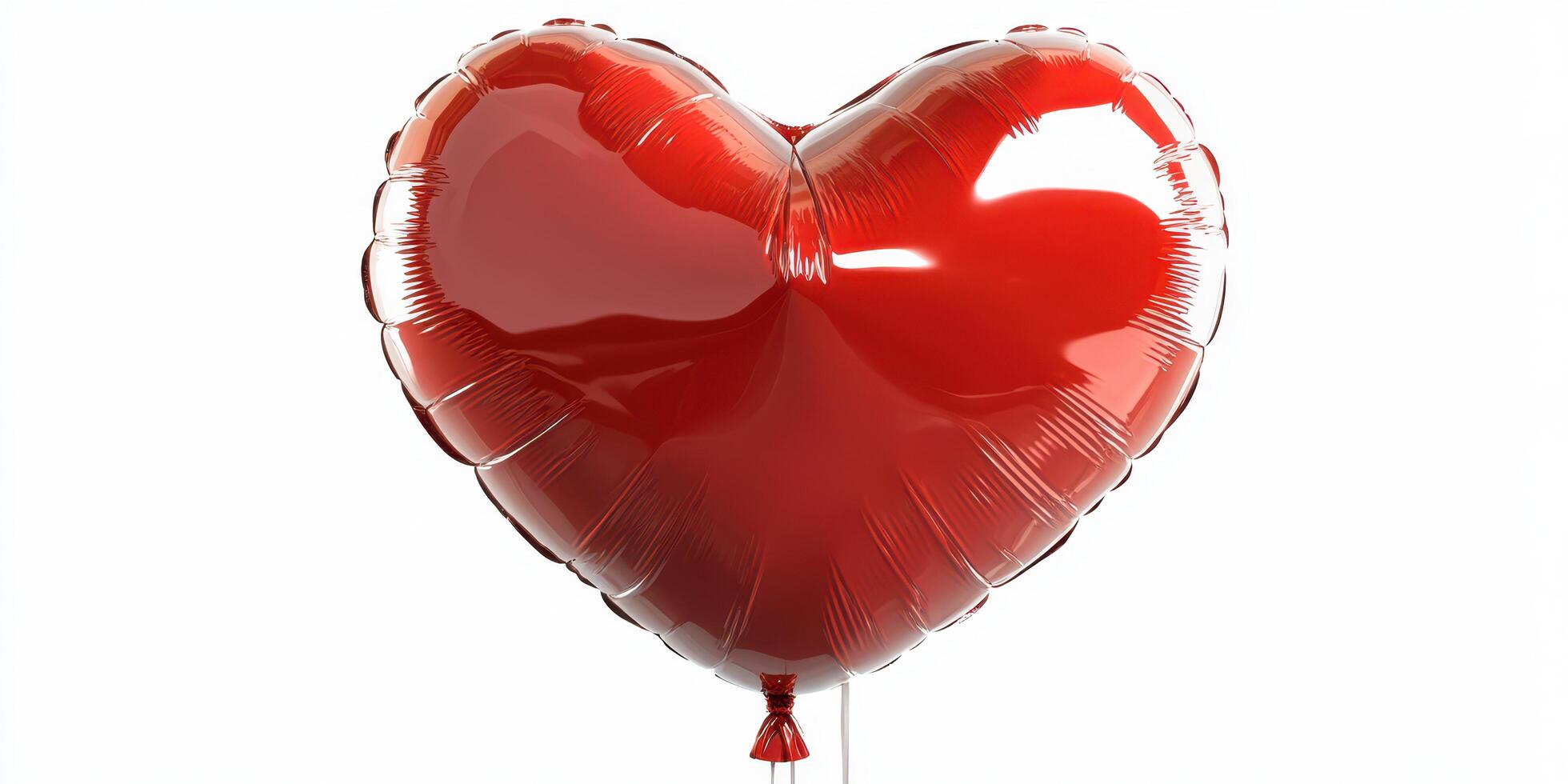 Bright red heart-shaped balloon floating against a white background, symbolizing love and celebration photo