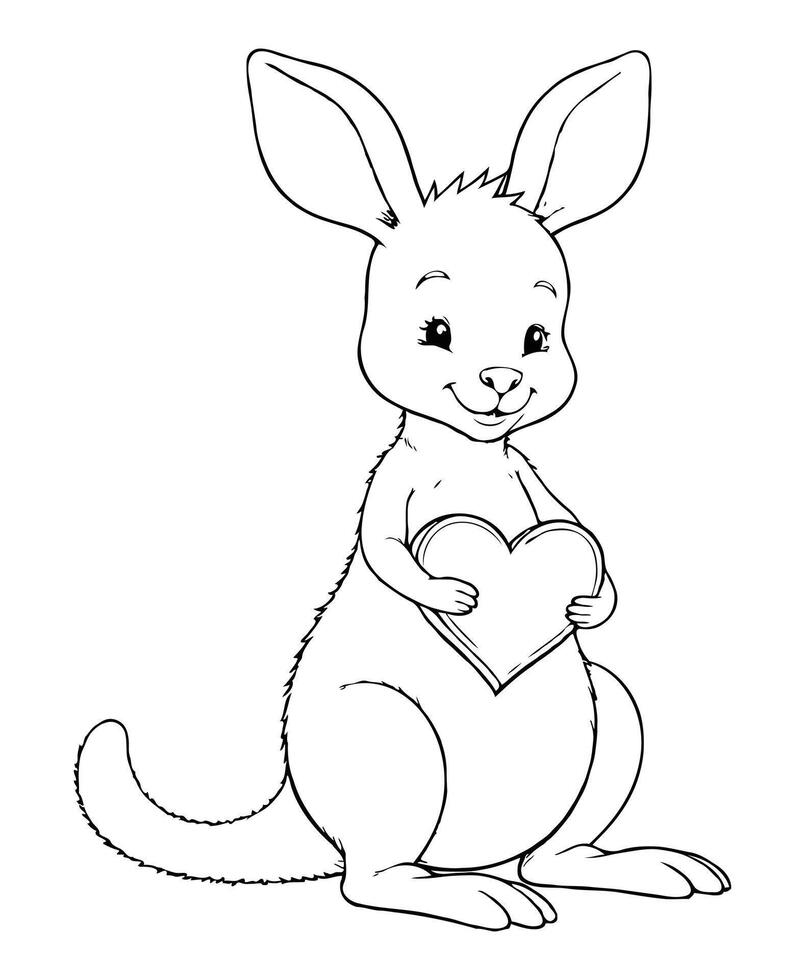 Happy Kangaroo Surprise coloring page vector