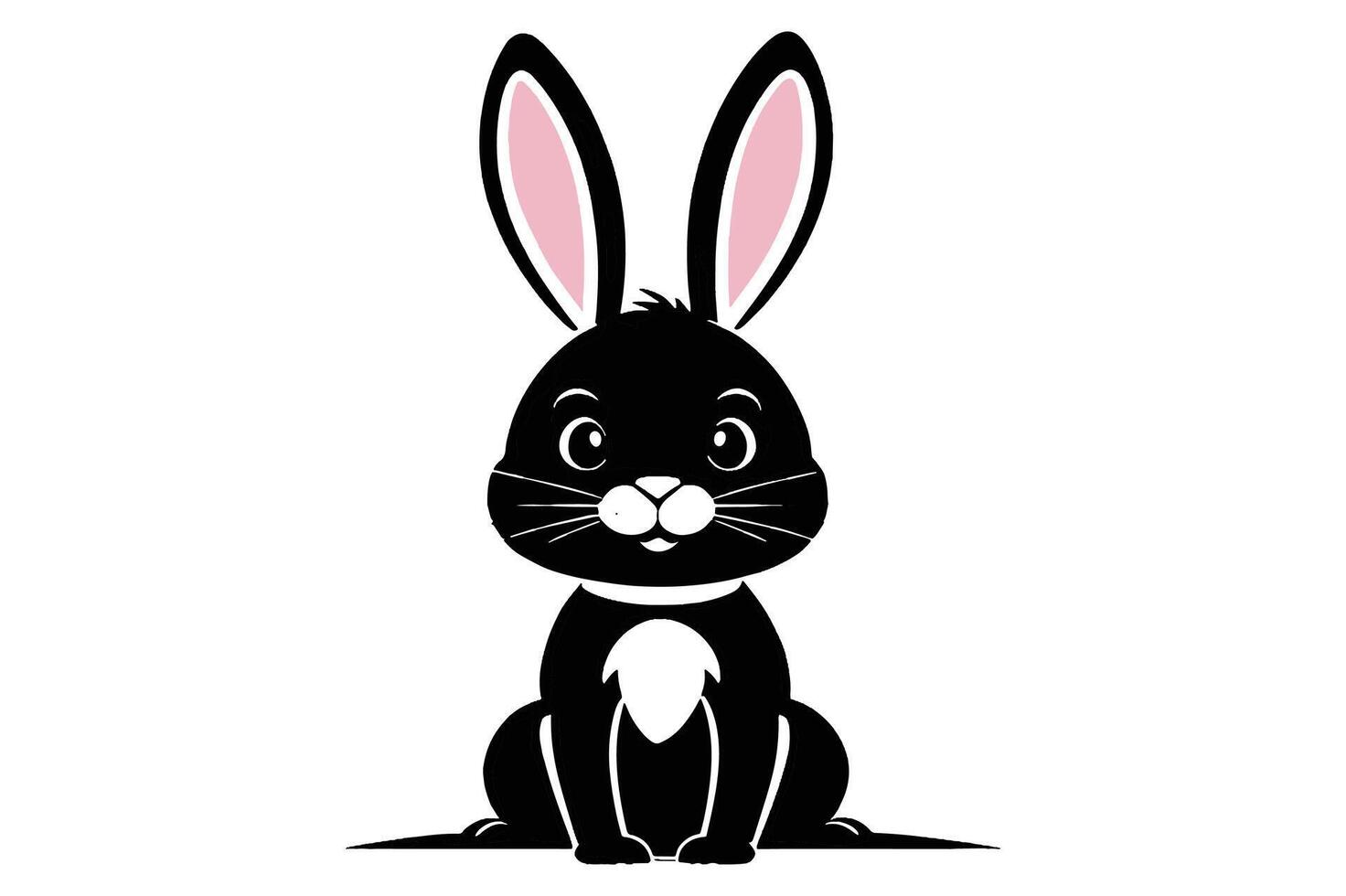 Black and white rabbit sitting on a white background vector