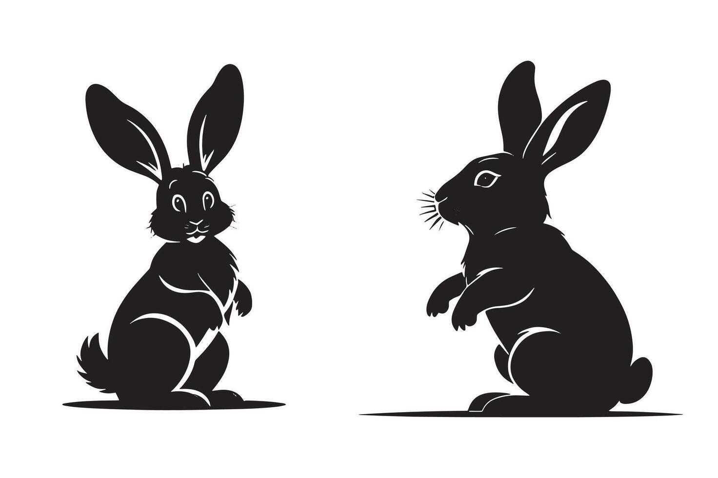 Black and white rabbits on a white background vector