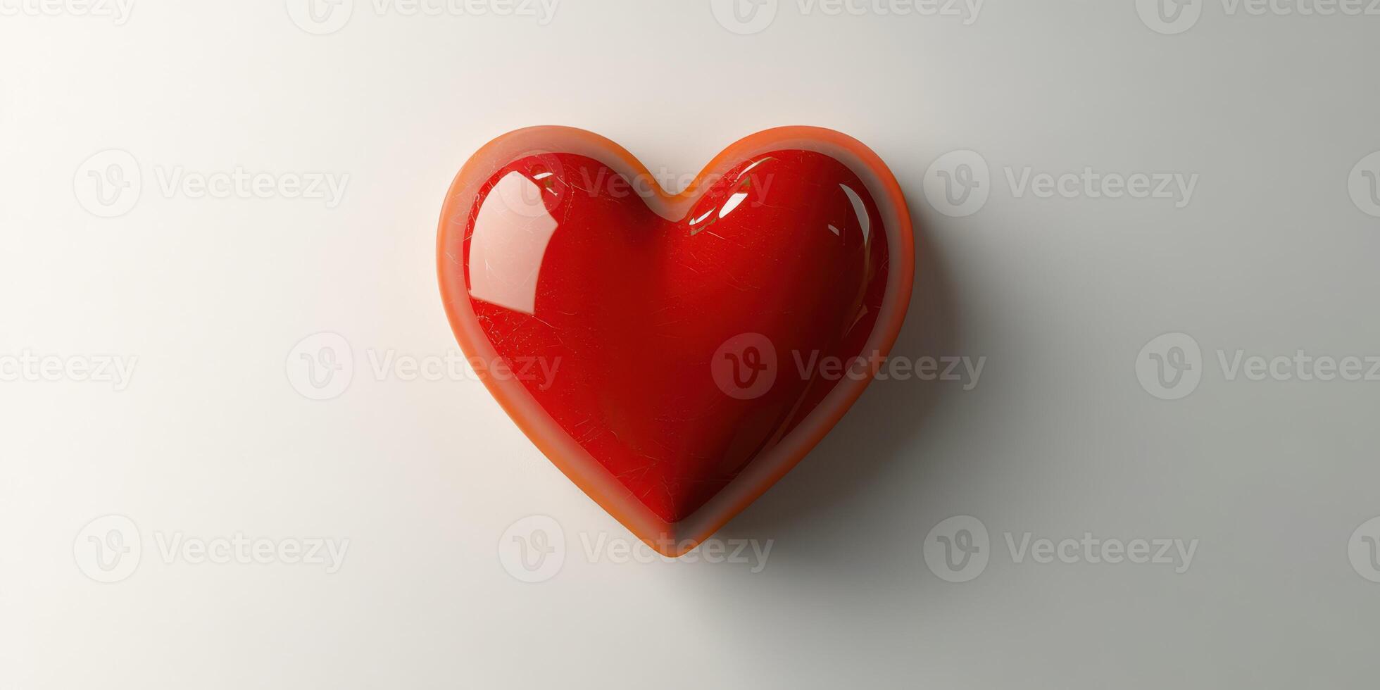 Bright red heart symbol placed on a smooth white surface captures feelings of love and affection vividly photo