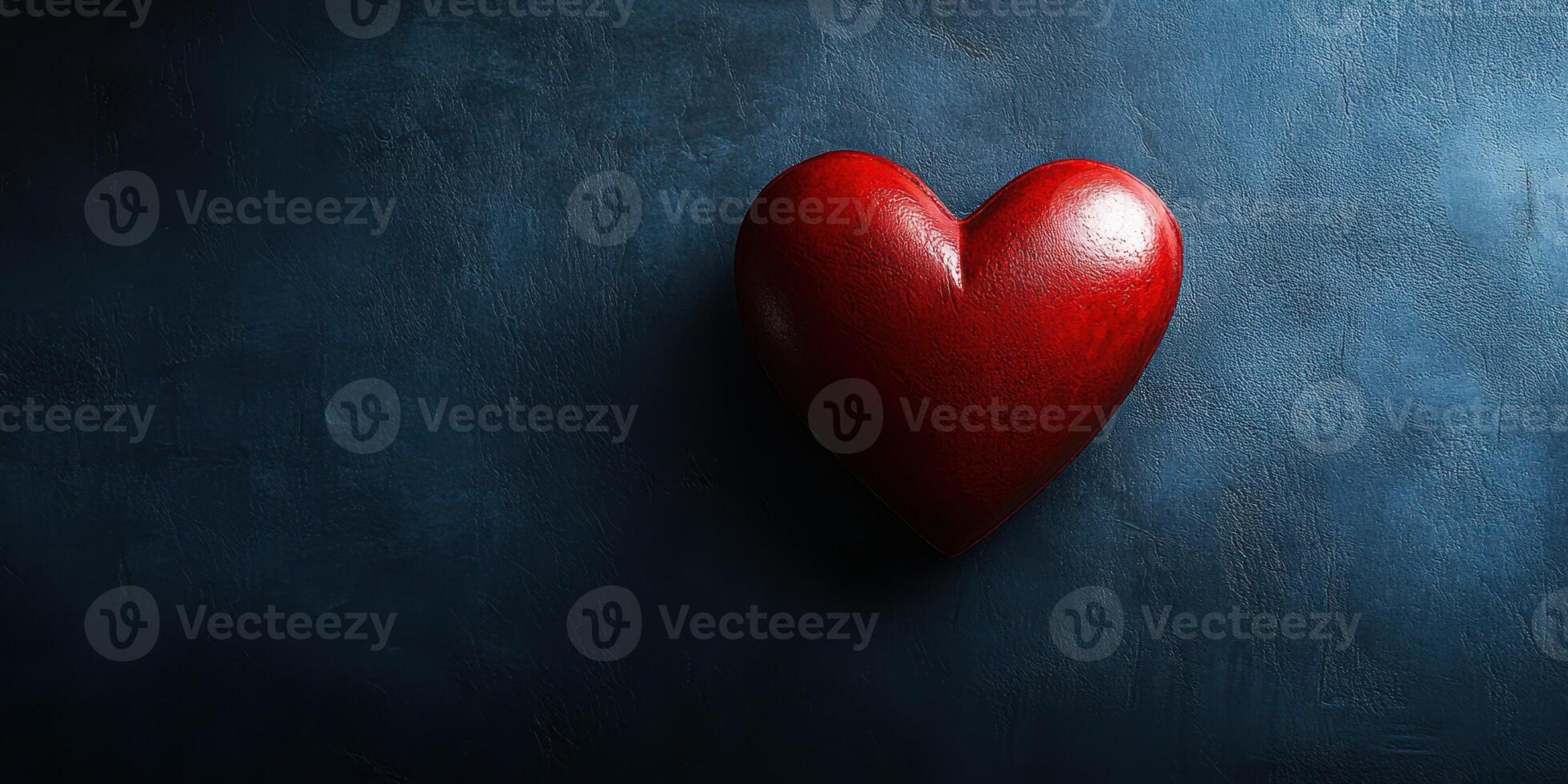 Bright red heart symbol on a dark textured background conveying love and affection photo