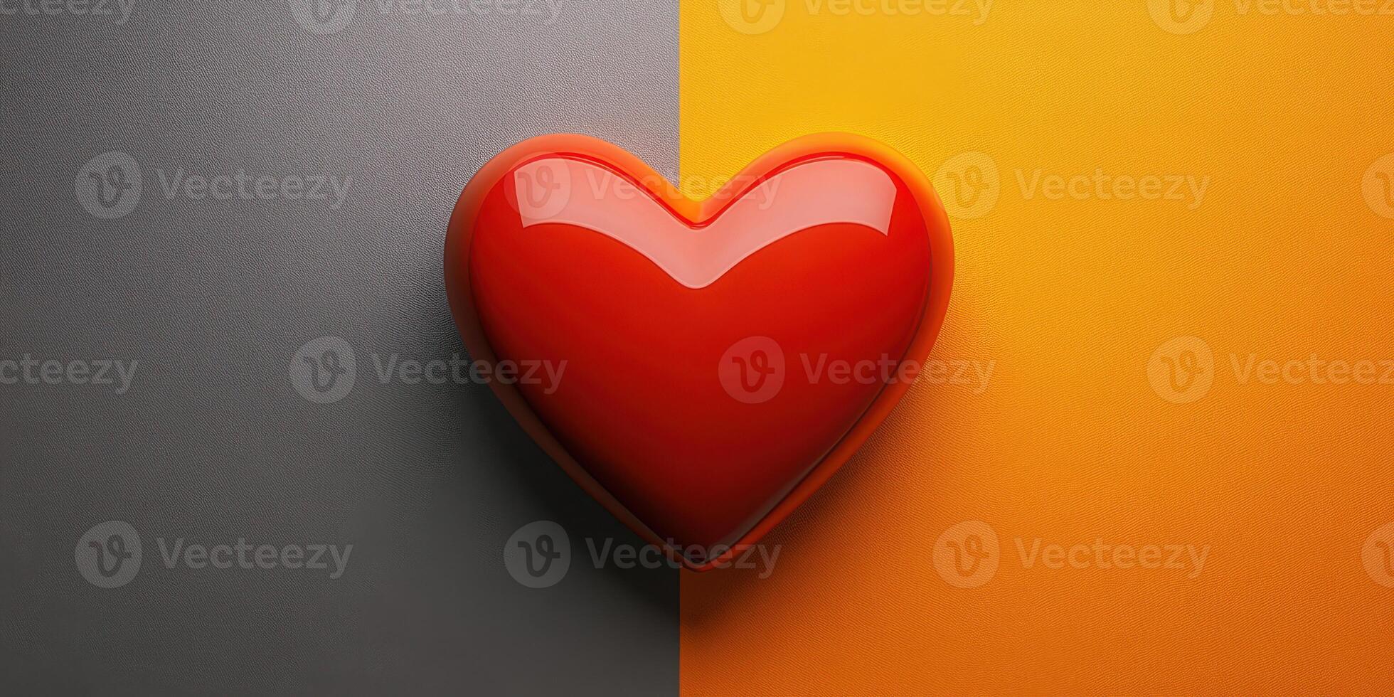 Bright red heart on contrasting background displays a symbol of love and affection in a minimalistic design which captivates attention photo