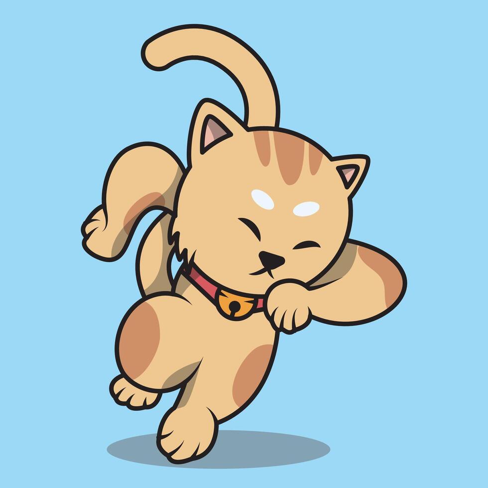 cartoon icon of cute cat jumping vector