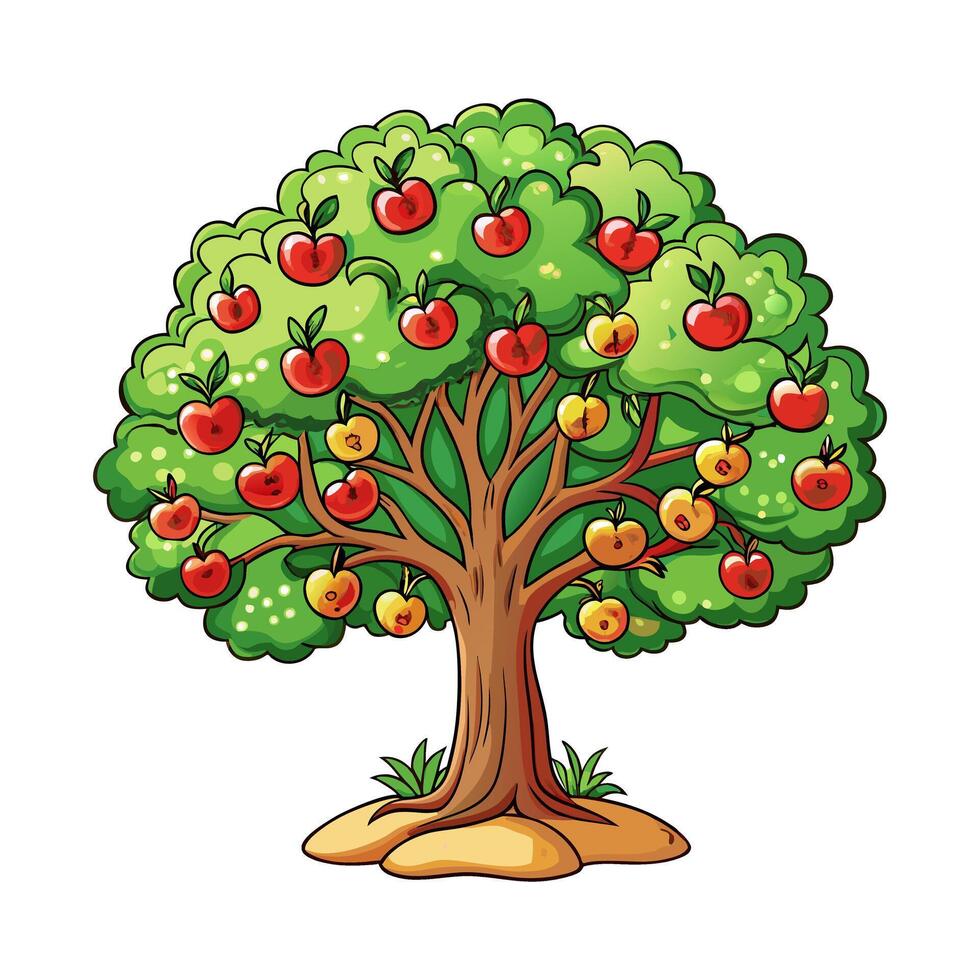 An apple tree with many apples on it vector