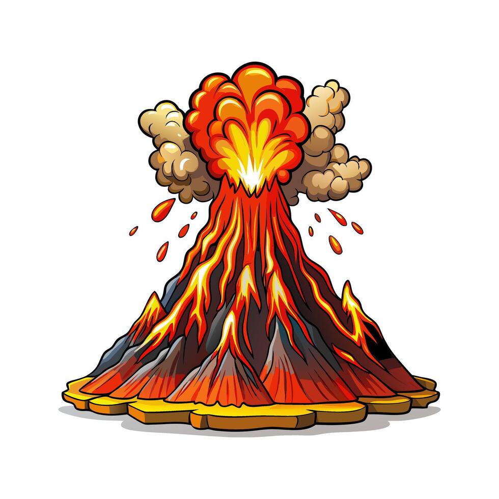 Volcano cartoon illustration illustration isolated on white background vector